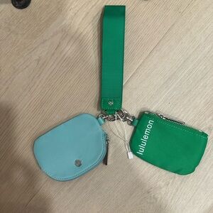 New Without Tags Lululemon athletica Green and Light Blue Double Pouch Wristlet